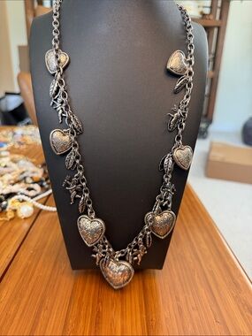 Heart Charm Pendant Necklace - Silver Tone Womens Jewelry